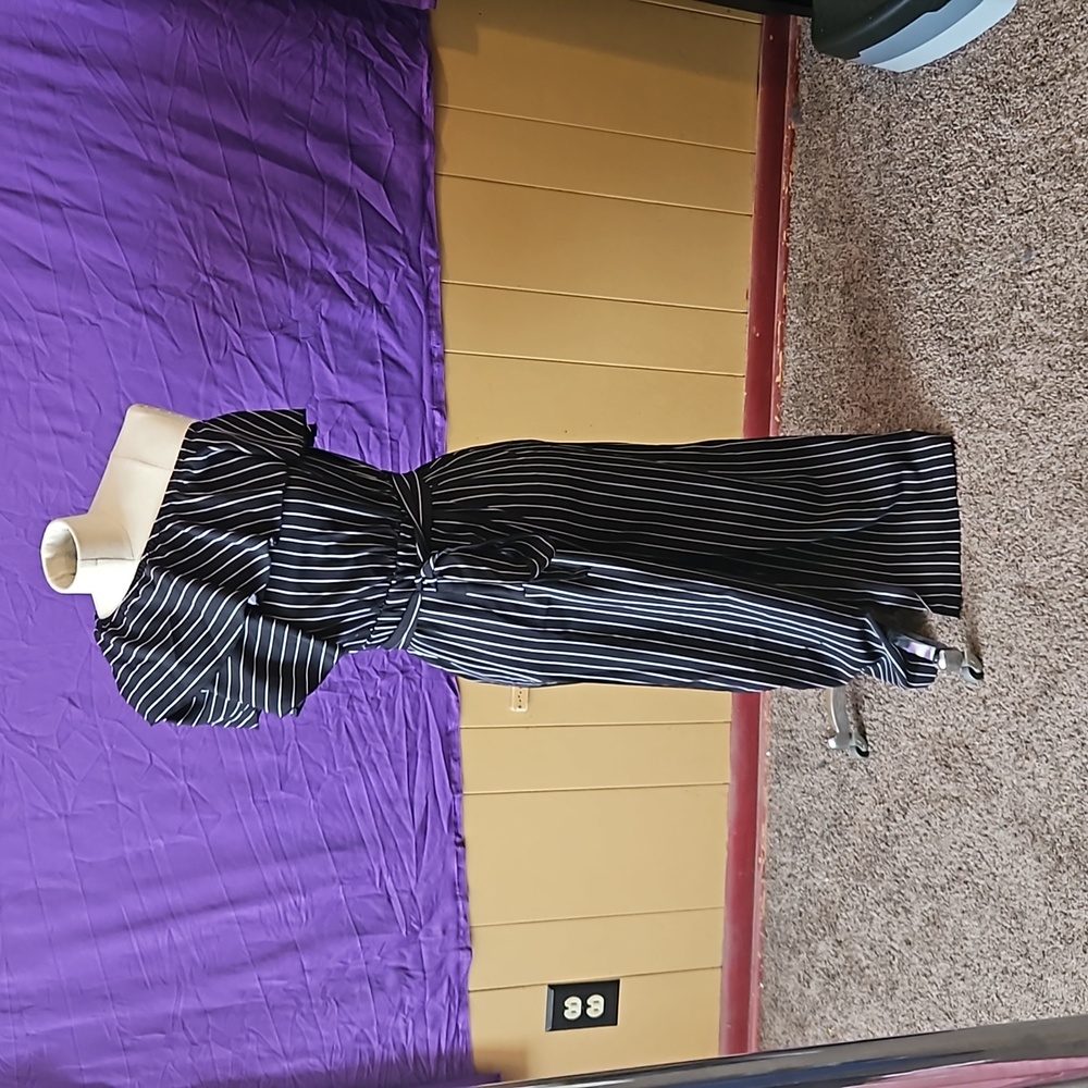Black pinstripe romper